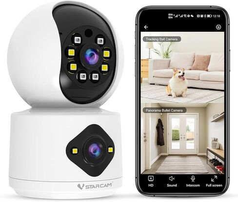 كاميرا VSTARCAM 1296P بعدسة واسعة الزاوية وأمان WiFi داخلي، رؤية ليلية ملونة، كشف الحركة، صوت ثنائي الاتجاه in Kuwait