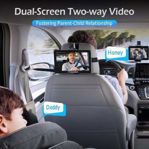 Itomoro Baby Car Camera 5 '' 1080p مع تكبير 3x ، رؤية ليلية الأشعة تحت الحمراء ، 360 درجة شاشة قابلة للتعديل للسيارات القابلة للتعديل. in Kuwait