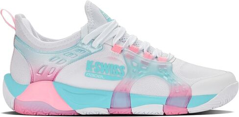 K-Swiss Women's K-Frame Padel Tennis Shoe (White/Soft Neon Blue/Neon Bubble Gum). in Saudi Arabia