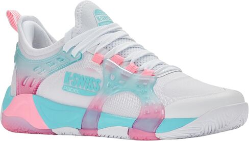 K-Swiss Women's K-Frame Padel Tennis Shoe (White/Soft Neon Blue/Neon Bubble Gum). in Saudi Arabia