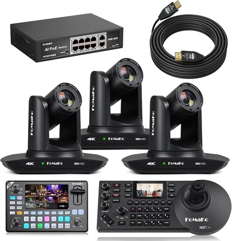 كاميرا FoMaKo K30NS 4K 30x زووم بصري PTZ مع NDI 6 وNDI HX3، لجولات الدراسة والحدث المباشر أو المعسكرات الصيفية والبث المباشر والإنتاج، حزمة الإعداد الكاملة (K30NSX3+KC602+KC608 Pro+P1000+FMKH107) in Kuwait
