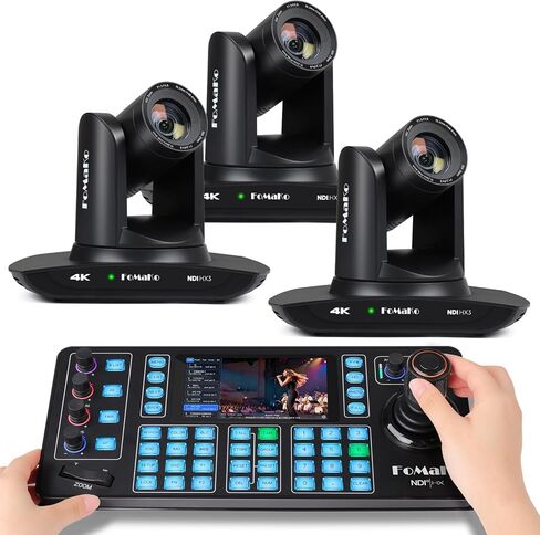 كاميرا FoMaKo K30NS 4K 30x زووم بصري PTZ مع NDI 6 & NDI HX3، الجيل الثالث من التتبع التلقائي AI، 3G-SDI/LAN/USB3.0/HDMI، وحدة تحكم KC608N PTZ للكنيسة والعبادة والتعليم والمؤتمرات (K30NSX3+KC608N) in Kuwait
