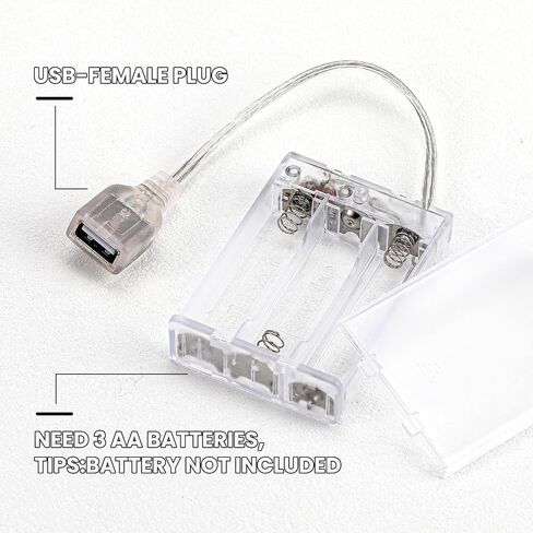 حزمة بطارية USB من Copkim لأضواء LED المحمولة 5 فولت مع غطاء لتوصيل الأضواء، حامل مع مفتاح لعلامات النيون للعام الجديد والتخييم في الهواء الطلق (12، شفاف، 3 Aa) in Kuwait