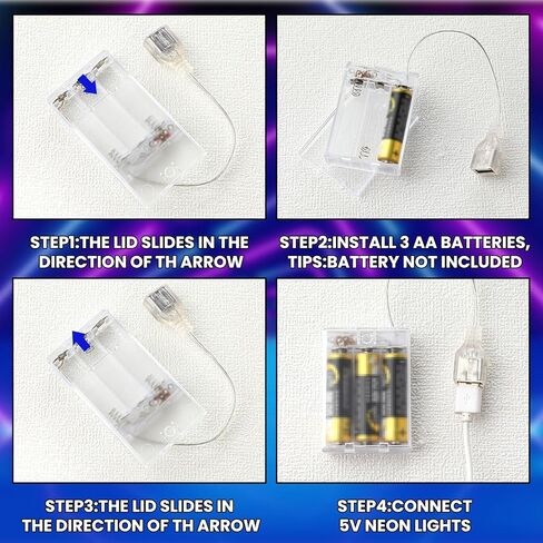 حزمة بطارية USB من Copkim لأضواء LED المحمولة 5 فولت مع غطاء لتوصيل الأضواء، حامل مع مفتاح لعلامات النيون للعام الجديد والتخييم في الهواء الطلق (12، شفاف، 3 Aa) in Kuwait