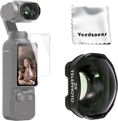 عدسة مقربة مغناطيسية 2X لجهاز DJI Osmo Pocket 3 Pocket 4، زجاج بصري مطلي متعدد الطبقات، مع صندوق محمول وواقي شاشة in Kuwait