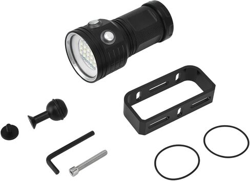 IPX8 مصباح يدوي مقاوم للماء تحت الماء مع 27 مصباح LED محمول للغوص ملء الضوء للتصوير الفوتوغرافي والأنشطة الخارجية عالية CRI Ra95 وسائط متعددة in Kuwait