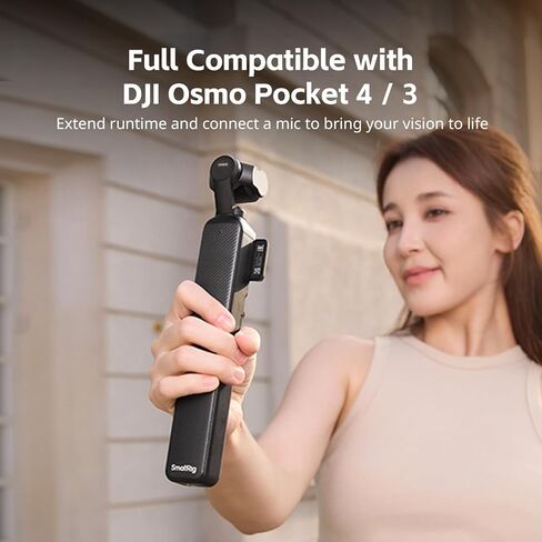 مقبض بطارية SmallRig Osmo Pocket 4/3 لـ DJI، قبضة طاقة 5000 مللي أمبير في الساعة مع شحن سريع 20 وات، اتصال صوتي مباشر بميكروفون لاسلكي، خيط 1/4 بوصة لحامل ثلاثي القوائم/عصا سيلفي، تحكم ذكي في درجة الحرارة in Kuwait