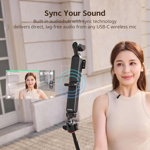 مقبض بطارية SmallRig Osmo Pocket 4/3 لـ DJI، قبضة طاقة 5000 مللي أمبير في الساعة مع شحن سريع 20 وات، اتصال صوتي مباشر بميكروفون لاسلكي، خيط 1/4 بوصة لحامل ثلاثي القوائم/عصا سيلفي، تحكم ذكي في درجة الحرارة in Kuwait