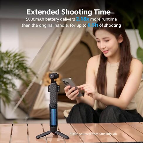 مقبض بطارية SmallRig Osmo Pocket 4/3 لـ DJI، قبضة طاقة 5000 مللي أمبير في الساعة مع شحن سريع 20 وات، اتصال صوتي مباشر بميكروفون لاسلكي، خيط 1/4 بوصة لحامل ثلاثي القوائم/عصا سيلفي، تحكم ذكي في درجة الحرارة in Kuwait