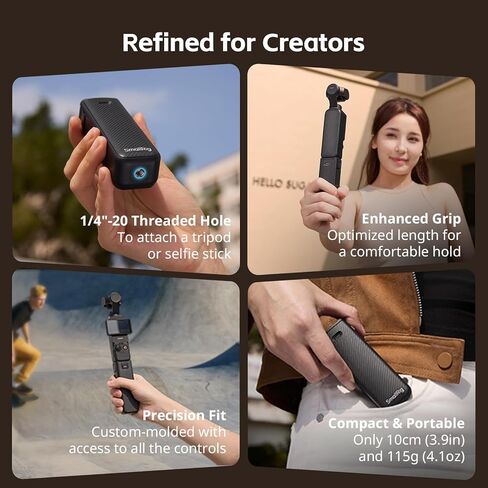 مقبض بطارية SmallRig Osmo Pocket 4/3 لـ DJI، قبضة طاقة 5000 مللي أمبير في الساعة مع شحن سريع 20 وات، اتصال صوتي مباشر بميكروفون لاسلكي، خيط 1/4 بوصة لحامل ثلاثي القوائم/عصا سيلفي، تحكم ذكي في درجة الحرارة in Kuwait