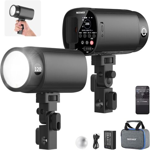 NEEWER 120Ws 2.4G TTL Outdoor Strobe Flash, Compatible with Godox, 1/8000s HSS Portable Studio Monolight with Modeling Light /3000mAh Battery/420 Flashes/1.5s Recycle for Photography Photoshoots, Q120 in Kuwait