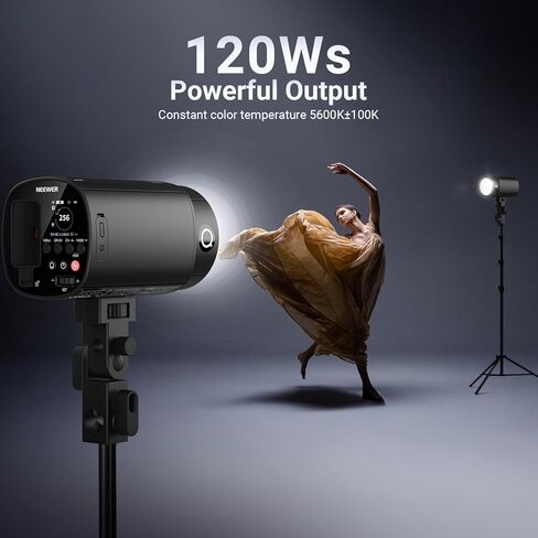 NEEWER 120Ws 2.4G TTL Outdoor Strobe Flash, Compatible with Godox, 1/8000s HSS Portable Studio Monolight with Modeling Light /3000mAh Battery/420 Flashes/1.5s Recycle for Photography Photoshoots, Q120 in Kuwait