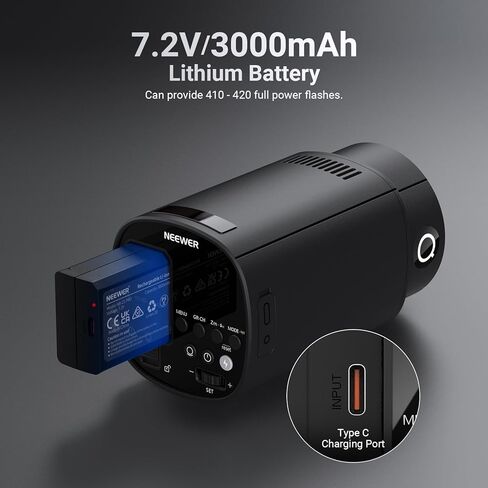 NEEWER 120Ws 2.4G TTL Outdoor Strobe Flash, Compatible with Godox, 1/8000s HSS Portable Studio Monolight with Modeling Light /3000mAh Battery/420 Flashes/1.5s Recycle for Photography Photoshoots, Q120 in Kuwait