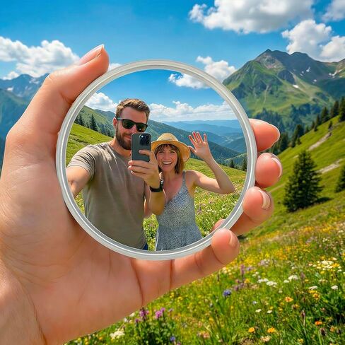 Handheld Selfie Convex Mirror - No Need Selfie Stick, Travel Must Have Photography Viewfinder, Gift for Photographer, Portable & Shatter-Resistant, Suitable for Solo/Multi-Person Selfie(3.74in) in Kuwait