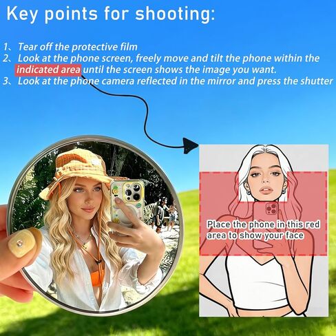Handheld Selfie Convex Mirror - No Need Selfie Stick, Travel Must Have Photography Viewfinder, Gift for Photographer, Portable & Shatter-Resistant, Suitable for Solo/Multi-Person Selfie(3.74in) in Kuwait