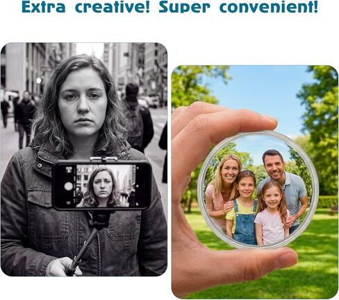 Handheld Selfie Convex Mirror - No Need Selfie Stick, Travel Must Have Photography Viewfinder, Gift for Photographer, Portable & Shatter-Resistant, Suitable for Solo/Multi-Person Selfie(3.74in) in Kuwait