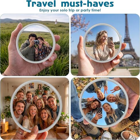 Handheld Selfie Convex Mirror - No Need Selfie Stick, Travel Must Have Photography Viewfinder, Gift for Photographer, Portable & Shatter-Resistant, Suitable for Solo/Multi-Person Selfie(3.74in) in Kuwait