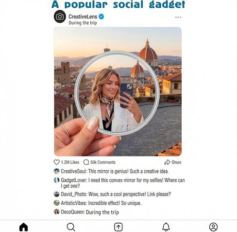 Handheld Selfie Convex Mirror - No Need Selfie Stick, Travel Must Have Photography Viewfinder, Gift for Photographer, Portable & Shatter-Resistant, Suitable for Solo/Multi-Person Selfie(3.74in) in Kuwait