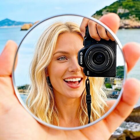 Handheld Selfie Convex Mirror - No Need Selfie Stick, Travel Must Have Photography Viewfinder, Gift for Photographer, Portable & Shatter-Resistant, Suitable for Solo/Multi-Person Selfie(3.74in) in Kuwait