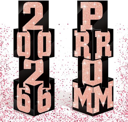 Queekay 8 Pcs Prom Column Standup Photo Booth Decorations 2026 Prom Backdrop Balloon Boxes Cardboard Decoration Column for Party College, 11.8 x 44.9 Inch (Gold, White) in Saudi Arabia
