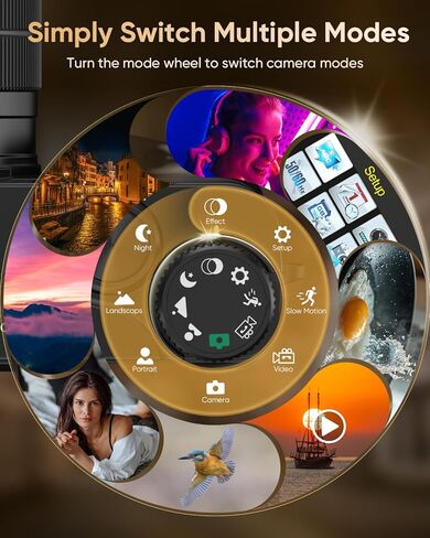 كاميرا رقمية 4K للتصوير الفوتوغرافي مع واي فاي، تركيز تلقائي 64 ميجابكسل، شاشة قلاب 3 بوصة 180 درجة، كاميرا تسجيل فيديو بتكبير 16X لليوتيوب، كاميرا سفر مدمجة للمبتدئين، مضادة للاهتزاز، بطاقة 32 جيجابايت، بطاريتان، أسود in Kuwait