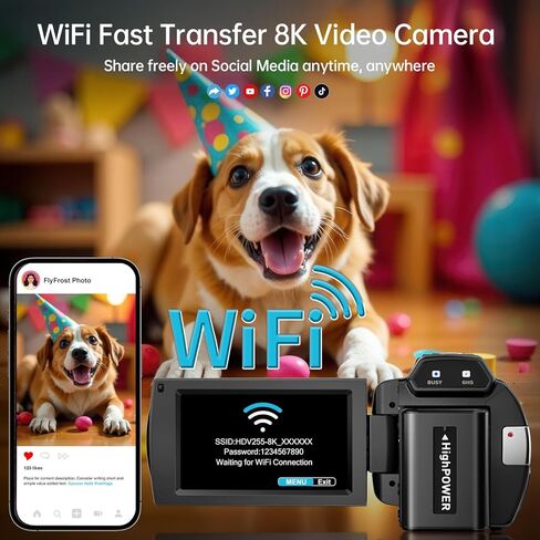 كاميرا فيديو 8K بدقة 88 ميجابكسل UHD WiFi كاميرات تسجيل فيديو لليوتيوب 18X تكبير رقمي رؤية ليلية بالأشعة تحت الحمراء كاميرا فيديو بشاشة تعمل باللمس 3.0 بوصة مع بطاقة 32 جيجابايت وميكروفون وغطاء عدسة ومثبت وجهاز تحكم عن بعد وبطاريتين in Kuwait