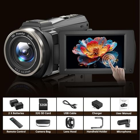 كاميرا فيديو 8K بدقة 88 ميجابكسل UHD WiFi كاميرات تسجيل فيديو لليوتيوب 18X تكبير رقمي رؤية ليلية بالأشعة تحت الحمراء كاميرا فيديو بشاشة تعمل باللمس 3.0 بوصة مع بطاقة 32 جيجابايت وميكروفون وغطاء عدسة ومثبت وجهاز تحكم عن بعد وبطاريتين in Kuwait