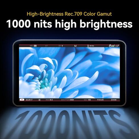 Portkeys LH7C 7 بوصة 1000nits كاميرا مراقبة ميدانية للتحكم السلكي لـ A7MV/A7MIV/A9M3/FX3/FX30/A1/A7SIII، R1/R5 Mark II/R6 Mark III، BS1H/BGH1/GH5 II/GH6/7، إلخ in Kuwait