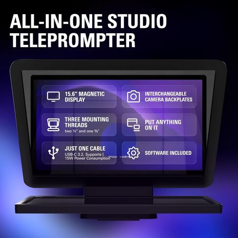 Elgato Prompter XL – Full-Sized Teleprompter with Removable Display, Video Conferencing Monitor, for DSLR Mirrorless & Studio Cameras, Single-Cable Setup – USB-C 3.2 for PC & Mac in Kuwait
