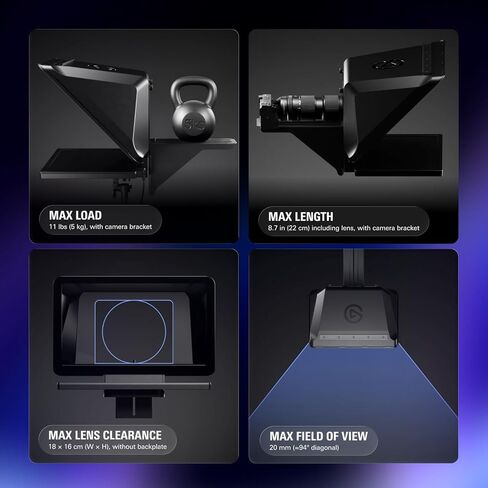 Elgato Prompter XL – Full-Sized Teleprompter with Removable Display, Video Conferencing Monitor, for DSLR Mirrorless & Studio Cameras, Single-Cable Setup – USB-C 3.2 for PC & Mac in Kuwait