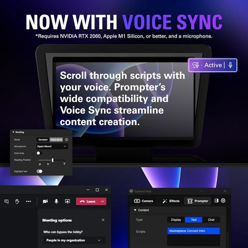 Elgato Prompter XL – Full-Sized Teleprompter with Removable Display, Video Conferencing Monitor, for DSLR Mirrorless & Studio Cameras, Single-Cable Setup – USB-C 3.2 for PC & Mac in Kuwait