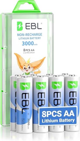 EBL 8 Pack 3000mAh 1.5V Lithium AA Batteries - Non-Rechargeable High Performance Super Ⅰ AA Lithium Batteries Constant Volt for Cameras, High-Tech Devices (Non-Rechargeable Batteries) in Saudi Arabia