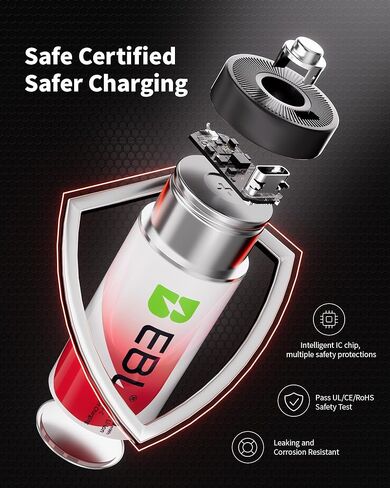 EBL Rechargeable C Batteries 7500mWh 1.5V Lithium USB-C Cable 1600+ Cycles Fast Charging for Cameras, Flashlights Toys Emergency Lights (4 Pack) in Saudi Arabia