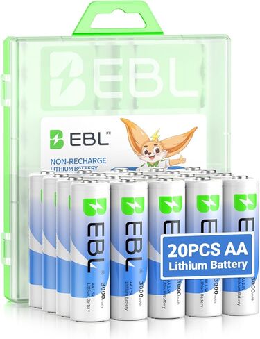 EBL 8 Pack 3000mAh 1.5V Lithium AA Batteries - Non-Rechargeable High Performance Super Ⅰ AA Lithium Batteries Constant Volt for Cameras, High-Tech Devices (Non-Rechargeable Batteries) in Saudi Arabia