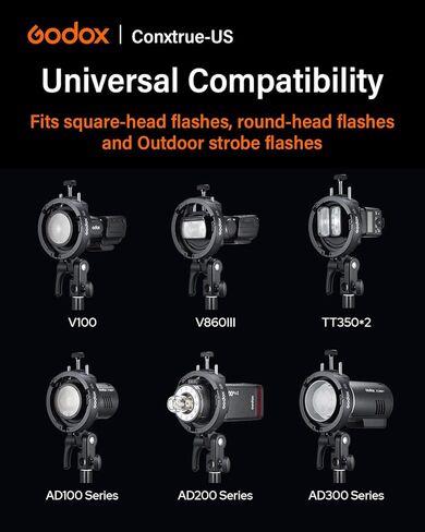 دعامة Godox S3 Speedlite لتركيب Bowens، إصدار 2025 من النوع S2 S-Type، حامل فلاش أصغر وأخف وزنًا للعاكس، والأنف، والمظلة، وصندوق Softbox in Kuwait