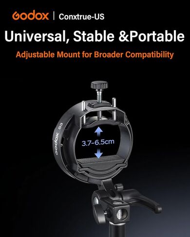 دعامة Godox S3 Speedlite لتركيب Bowens، إصدار 2025 من النوع S2 S-Type، حامل فلاش أصغر وأخف وزنًا للعاكس، والأنف، والمظلة، وصندوق Softbox in Kuwait