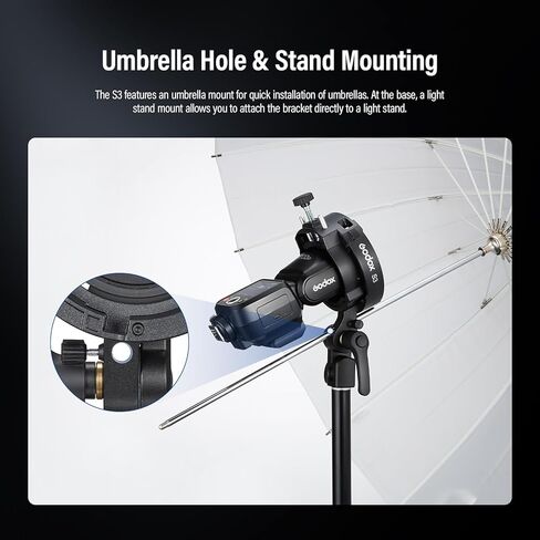 دعامة Godox S3 Speedlite لتركيب Bowens، إصدار 2025 من النوع S2 S-Type، حامل فلاش أصغر وأخف وزنًا للعاكس، والأنف، والمظلة، وصندوق Softbox in Kuwait