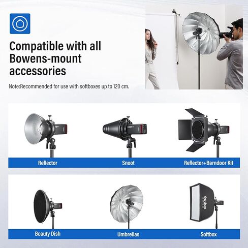 Godox S3 Speedlite Bracket,Godox S2 Bracket Upgrade with Angle±90° Adjustment ＆ Non-Slip Silicone Padding,Umbrella Slot,Bowens Mount S-Type Bracket Holder for Godox V1 mid V100 AD100/200ProII/300ProII in Kuwait