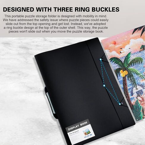 Large 18"x24" Art Portfolio Heavy Duty Binder with Plastic Sleeves, Portfolio Folder with Protectors, Bring a Portable Handle 500-Pieces Puzzle Storage Book and Poster Binder in Kuwait
