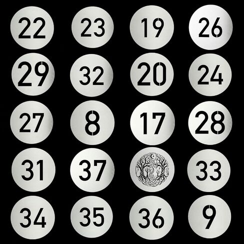 20Pcs Round Gobos Kit for Optical Snoot,66mm/2.6in Metal Plate Patterns Compatible with Godox BFP/BP-SE/OT1/OT1 Pro/Westcott,Custom Gobos Number Series for Birthday Shot/Tiktok etc in Kuwait