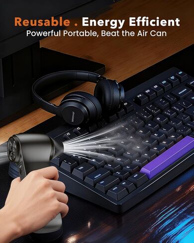 Compressed Air Duster 180000RPM – Super Power Cordless Electric Air Duster with 3-Speed Turbo Fan, Rechargeable Air Blower for Computer, Keyboard, Car, Camera & Home Cleaning in Kuwait