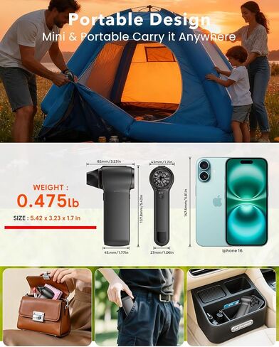 Compressed Air Duster 180000RPM – Super Power Cordless Electric Air Duster with 3-Speed Turbo Fan, Rechargeable Air Blower for Computer, Keyboard, Car, Camera & Home Cleaning in Kuwait