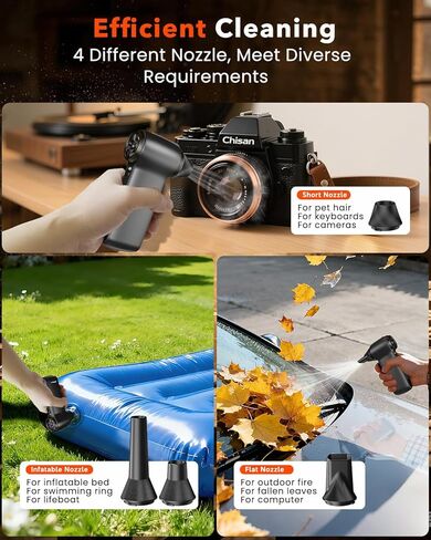 Compressed Air Duster 180000RPM – Super Power Cordless Electric Air Duster with 3-Speed Turbo Fan, Rechargeable Air Blower for Computer, Keyboard, Car, Camera & Home Cleaning in Kuwait