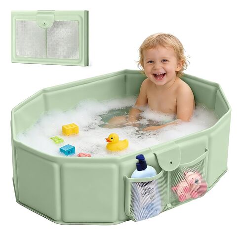 UNCLE WU Collapsible Toddler Bathtub for Shower – Large Portable Soaking Tub for Kids& Infants 1-5 Years – Space-Saving Folding Bath for Travel & Small Bathroom – No Assembly, Fast Drain & Non-Slip in Saudi Arabia