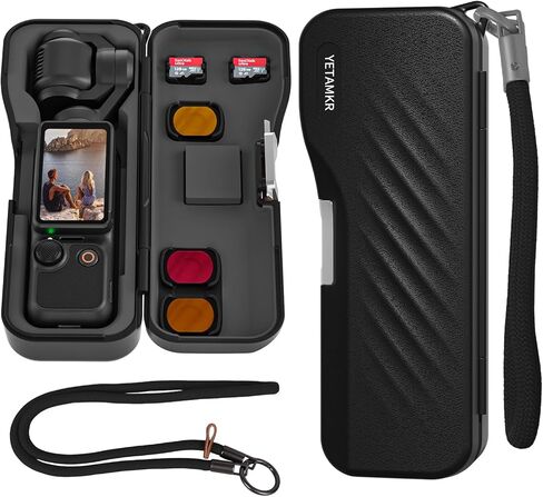 حقيبة تخزين صلبة متوافقة مع DJI Osmo Pocket 4/3 & Xtra Muse، غلاف حماية ممتاز مع 3 فتحات مرشح CPL/ND مغناطيسية، فتحتان لبطاقة الذاكرة، حقيبة محمولة مع حزام معصم وحبل قصير in Kuwait