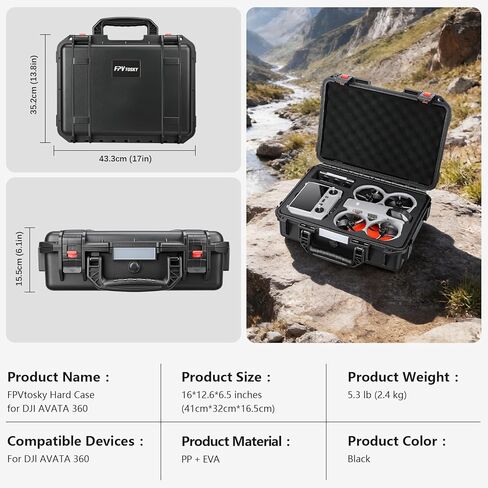 حقيبة حمل صلبة FPVtosky لجهاز DJI Avata 360، متوافقة مع جهاز التحكم عن بعد RC 2، ملحقات وسادة الهبوط بدون طيار [الجراب فقط] in Kuwait