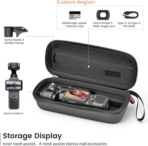 STARTRC PHOTO Travel Case for DJI Osmo Pocket 4/3 Standard Combo, Portable Protective Storage Pouch Bag for Accessories with Wrist and Carabiner in Kuwait