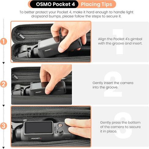 STARTRC PHOTO Travel Case for DJI Osmo Pocket 4/3 Standard Combo, Portable Protective Storage Pouch Bag for Accessories with Wrist and Carabiner in Kuwait