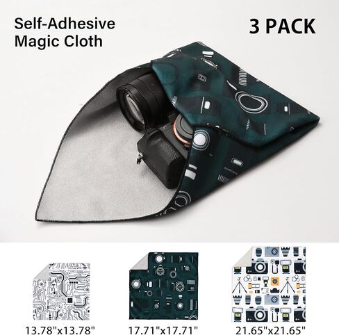 3pcs Camera wrap, Protective Wrap, Magic Self-Adhesive Cloth, Anti-scratch Lens Camera Wrap, Folding, Washable, Lens pouches, Soft cloth with a sticky for camera in Kuwait