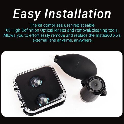 مجموعة ملحقات كاملة للعدسات البديلة Insta 360 X5، مع 2 × عدسات قابلة للاستبدال لـ Insta360 X5، بالإضافة إلى أدوات لاستبدال وتنظيف العدسات in Kuwait